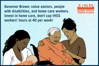 USA: Send California Governor a postcard urging him to support people with disabilities, seniors, homecare workers