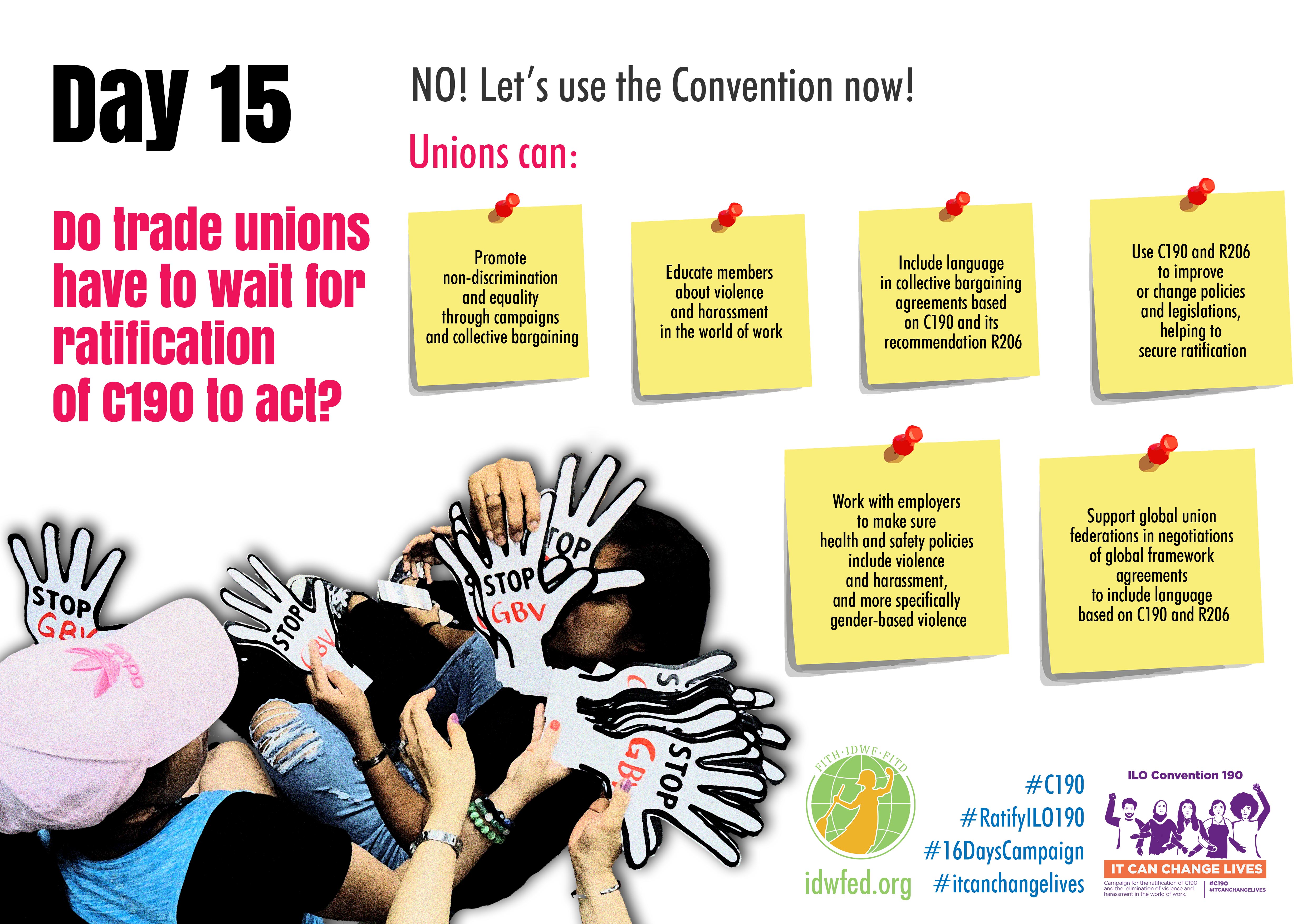 15. Do trade unions have to wait for ratification of C190 to act?