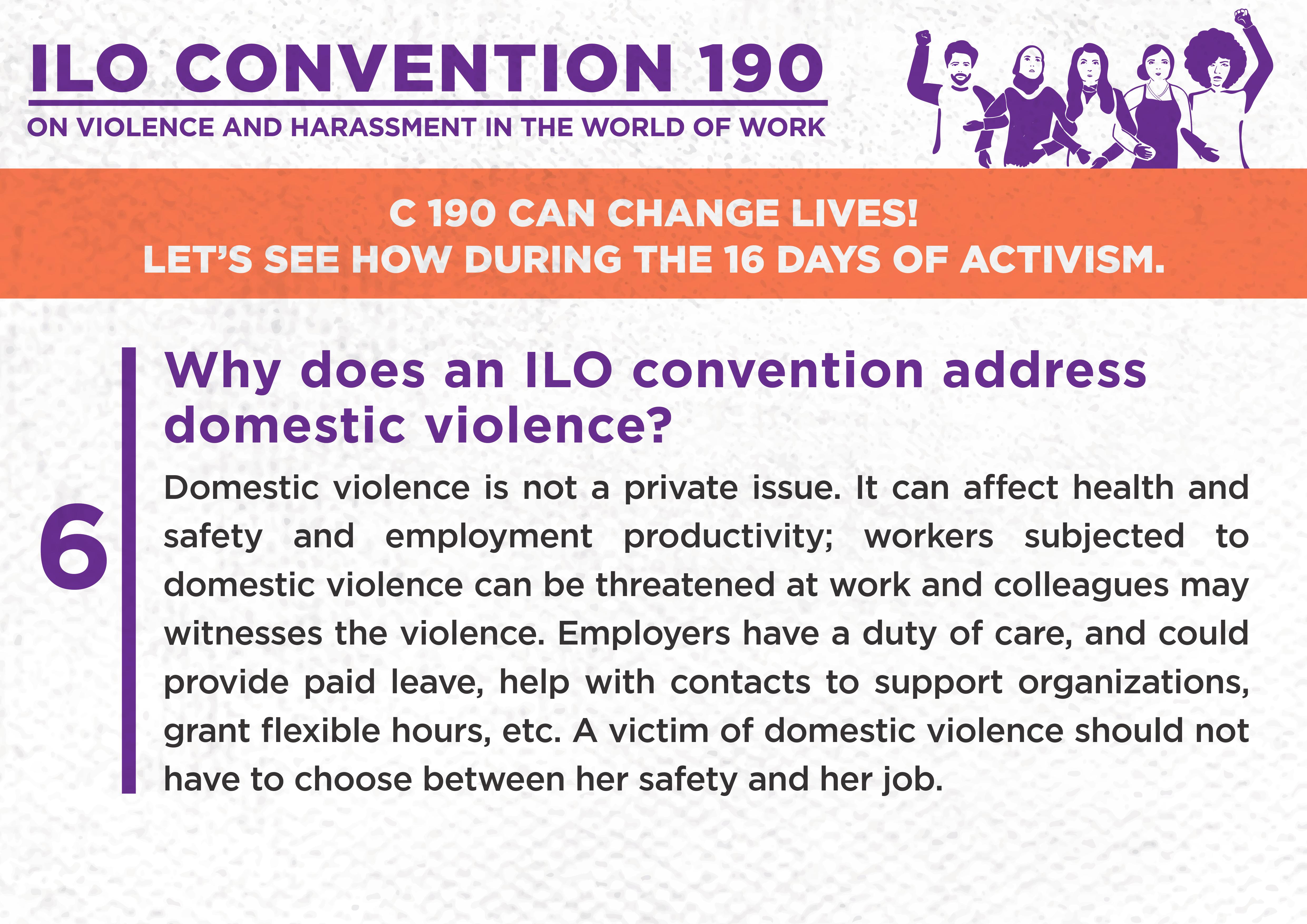 6. Why does an ILO convention address domestic violence?