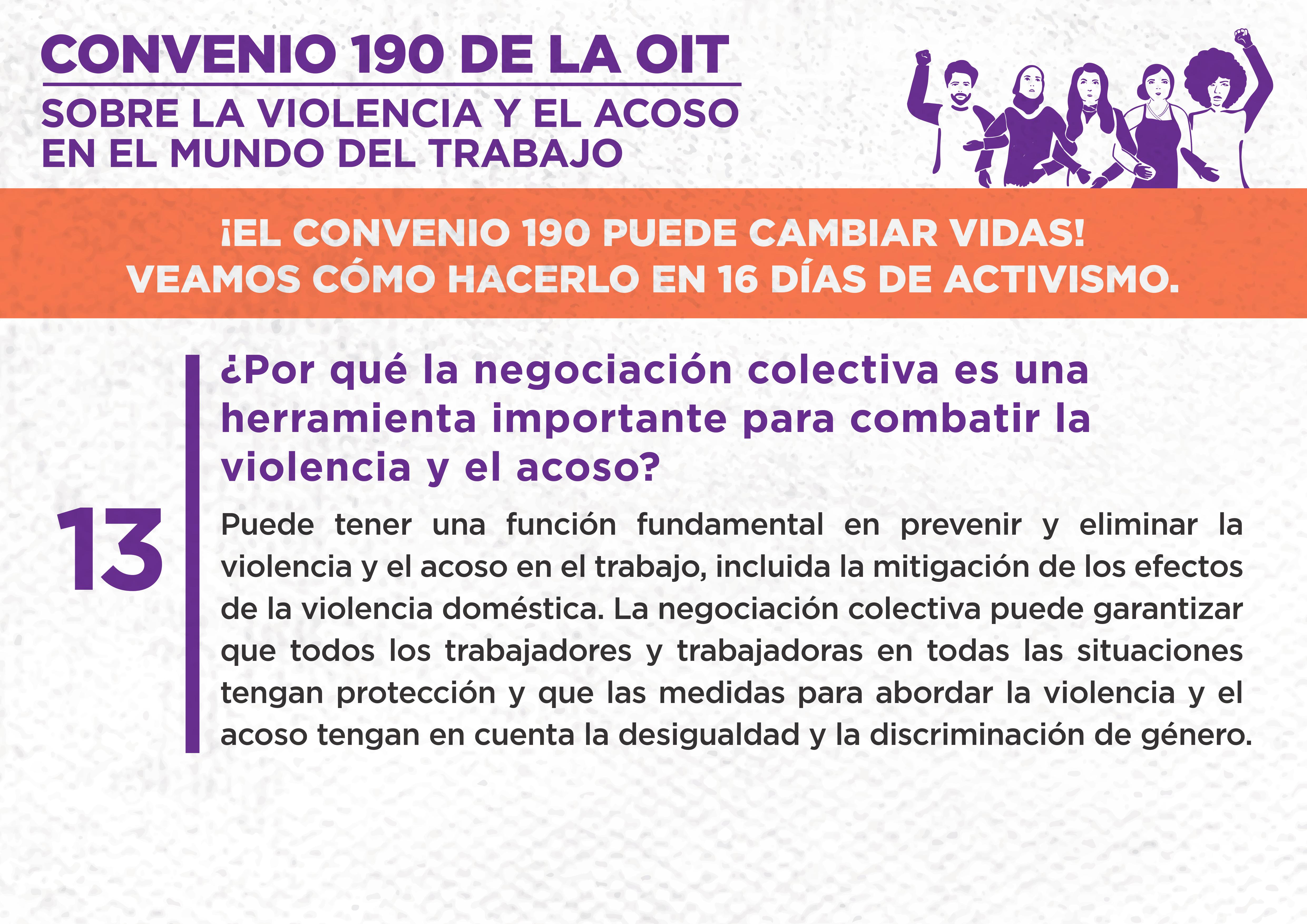 13. ¿Por qué la negociación colectiva es una herramienta importante para combatir la violencia y el acoso?