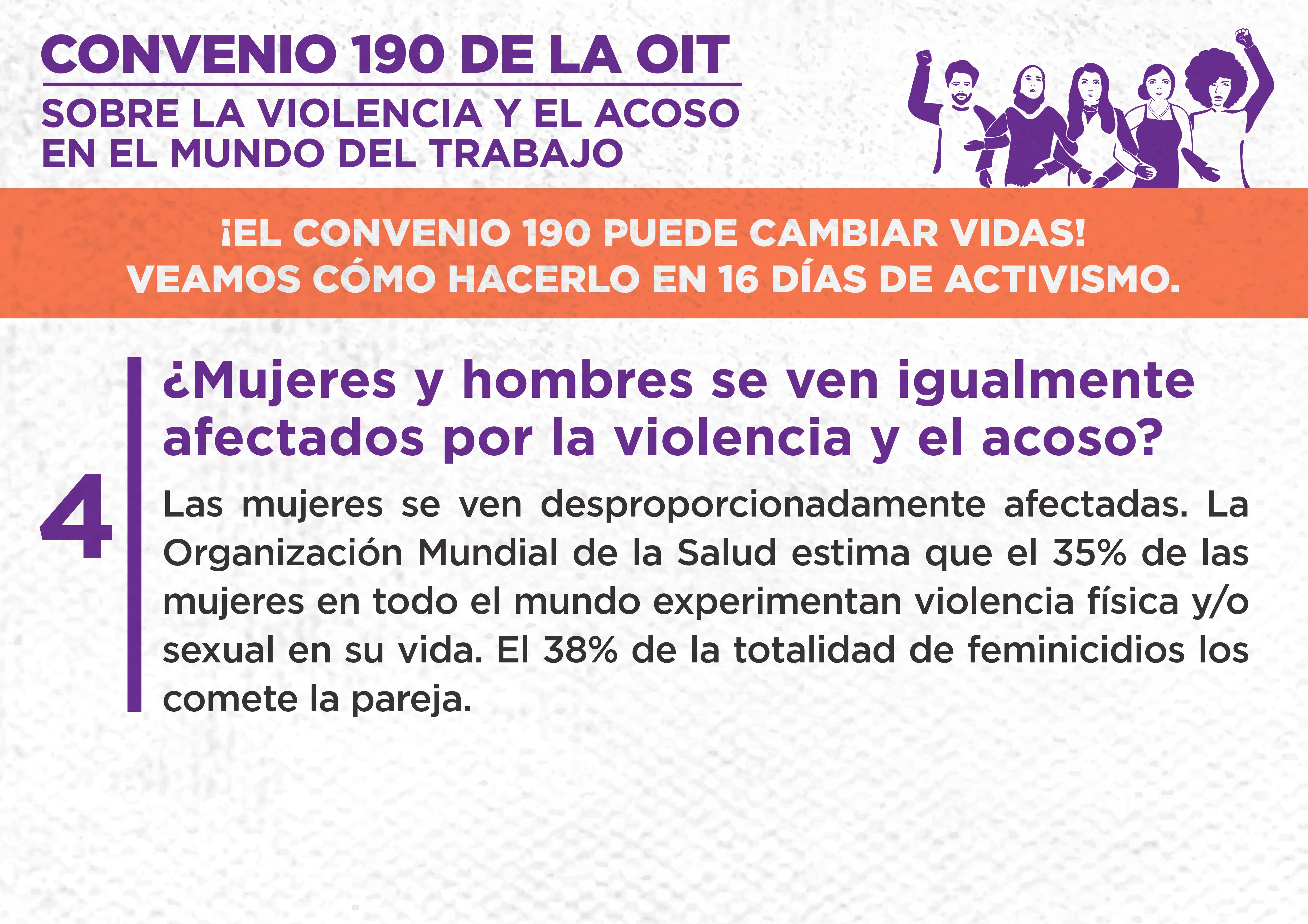 4. ¿Mujeres y hombres se ven igualmente afectados por la violencia y el acoso?